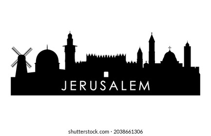 Jerusalem skyline silhouette. Black Jerusalem city design isolated on white background. 