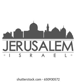 Jerusalem Skyline Silhouette Skyline Stamp Vector City Design