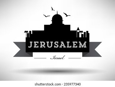 Jerusalem Skyline with Typography Design