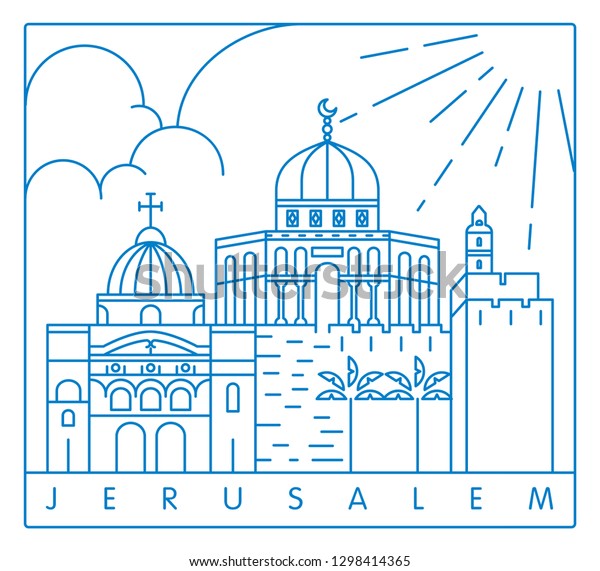 Jerusalem Skyline Vector Illustration Typography Design Stock Vector ...