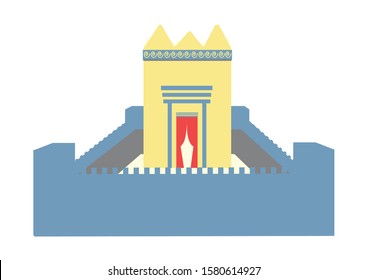 The Jerusalem Temple Illustrated Vector Icon and Colored Symbols