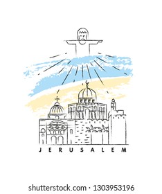 Jerusalem vector illustration and typography design