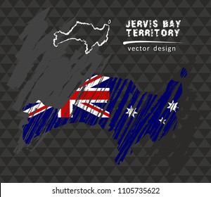 Jervis Bay Territory national vector map with sketch chalk flag. Sketch chalk hand drawn illustration