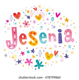 Jesenia girls name decorative lettering type design