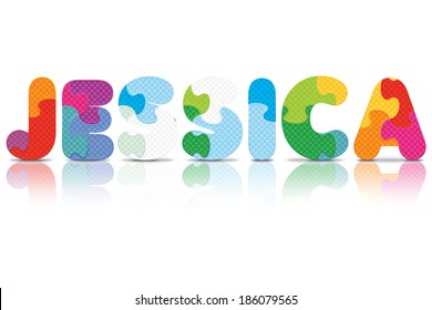 JESSICA written with alphabet puzzle - vector illustration