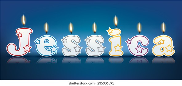 JESSICA written with burning candles - vector illustration svg