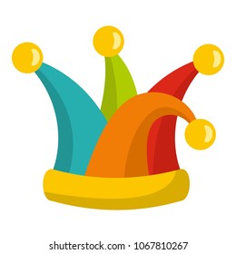 Jester cap icon. Flat illustration of jester cap vector icon for web