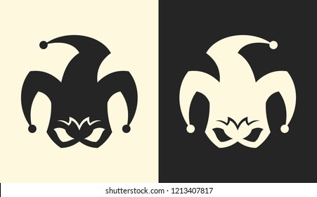 Jester or clown symbol. Angry joker sign icon.