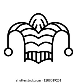 Jester fool hat icon. Outline jester fool hat vector icon for web design isolated on white background