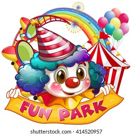 Jester and fun park sign illustration