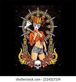 jester girl illustration for t shirt design