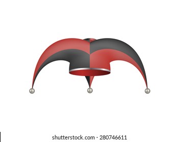 black red jester hat