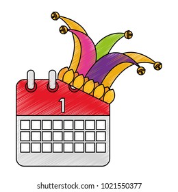 jester hat and calendar first day festival