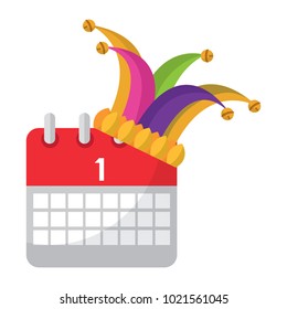 jester hat and calendar first day festival