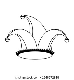 Jester hat cartoon isolated in black and white