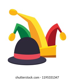 jester hat and classic bowler carnival festival