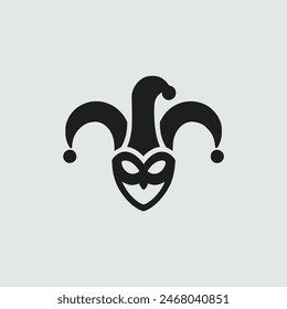 jester hat clown humor circus funny logo vector illustration template design