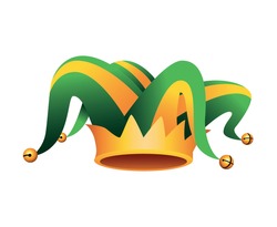 Jester Hat And Crown Mardi Gras Accessory Vector Illustration Design