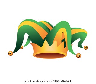 jester hat and crown mardi gras accessory vector illustration design