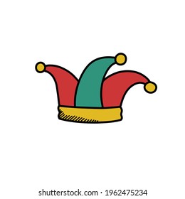 jester hat doodle icon, vector illustration