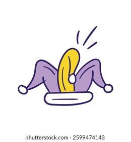 Jester Hat doodle icon with white background vector stock illustration