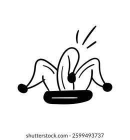Jester Hat doodle icon with white background vector stock illustration