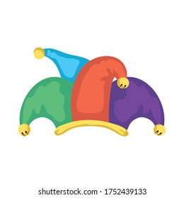 jester hat fools day accessory vector illustration design