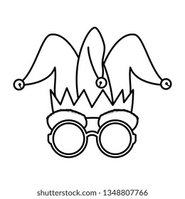 jester hat and glasses fools day icon