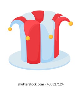 Jester hat icon in cartoon style