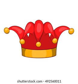 Jester hat icon in cartoon style isolated on white background vector illustration