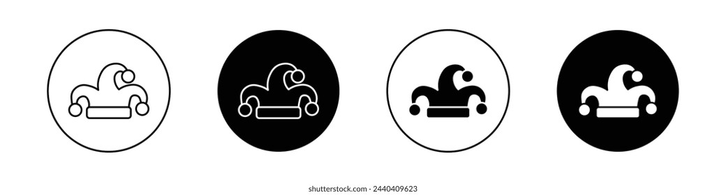 Jester hat icon set. joker clown hat vector symbol. comedian cap icon