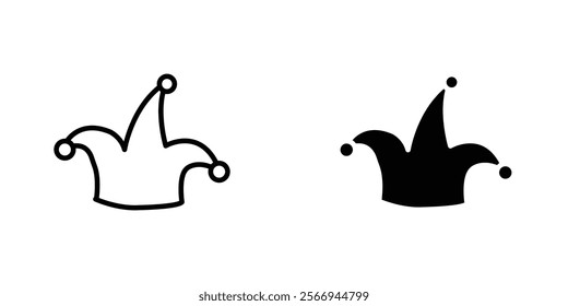 Jester hat icons. black and white vector set.