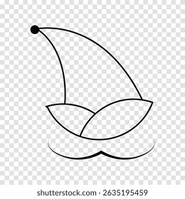 Jester Hat Line Art with Mustache Vector Clown Icon