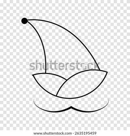 Jester Hat Line Art with Mustache Vector Clown Icon