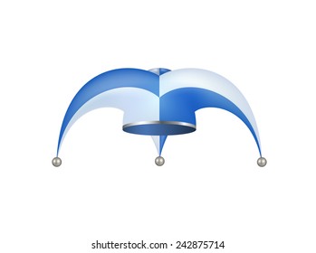 Jester hat in white and blue design 