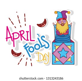 jester humor box with smiles to fools celebration