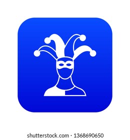 Jester icon digital blue for any design isolated on white vector illustration