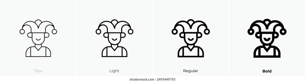 jester icon. Thin, Light Regular And Bold style design isolated on white background