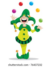 Jester joker Playing ball in the air on a white background
