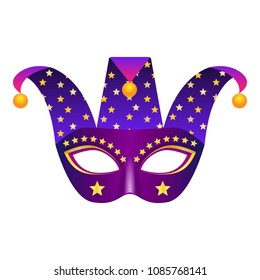 Jester mask icon. Realistic illustration of jester mask vector icon for web
