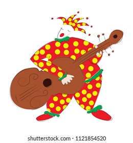 Jester playing guitar vector illustration