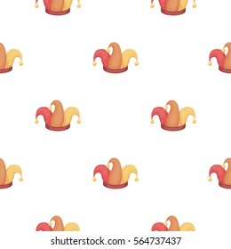 Jester s cap icon in cartoon style isolated on white background. Hats symbol stock vector illustration.