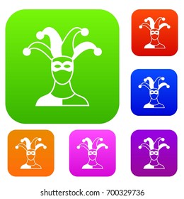 Jester set icon in different colors isolated vector illustration. Premium collection