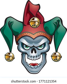 Jester Skull Wearing Fools Hat