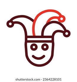 Jester Vector Thick Line Two Color Icons For Personal And Commercial Use.
