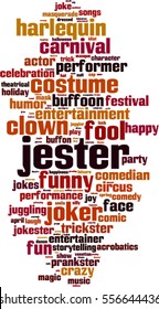 Jester word cloud concept. Vector illustration