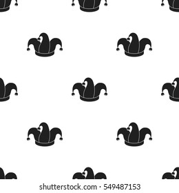 Jester's cap icon in black style isolated on white background. Hats pattern stock vector illustration.