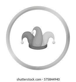 Jester's cap icon in monochrome style isolated on white background. Hats symbol stock vector illustration.