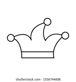 Jester's cap icon in outline style isolated on white background. Hats symbol stock vector illustration.