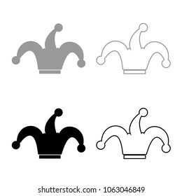 Jester's cap icon set grey black color